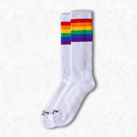 AMERICAN SOCKS MID HIGH RAINBOW PRIDE WHITE