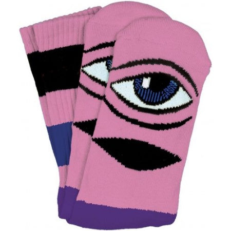 TOY MACHINE SECT EYE BIG STRIPE SOCK PINK