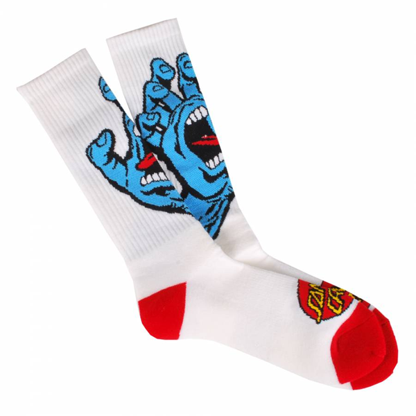 SANTA CRUZ SCREAMING HAND SOCK WHITE - Skateboards Amsterdam