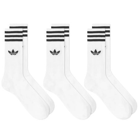ADIDAS SOLID CREW SOCK WHITE/BLACK 3-PACK