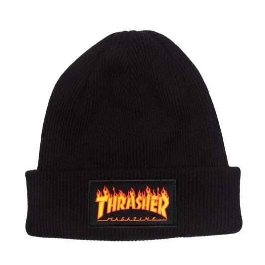 THRASHER FLAME PATCH BEANIE BLACK