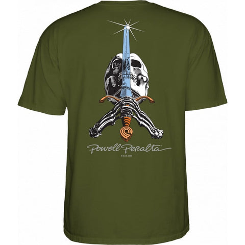 POWELL PERALTA SKULL AND SWORD T-SHIRT MILITARY GREEN