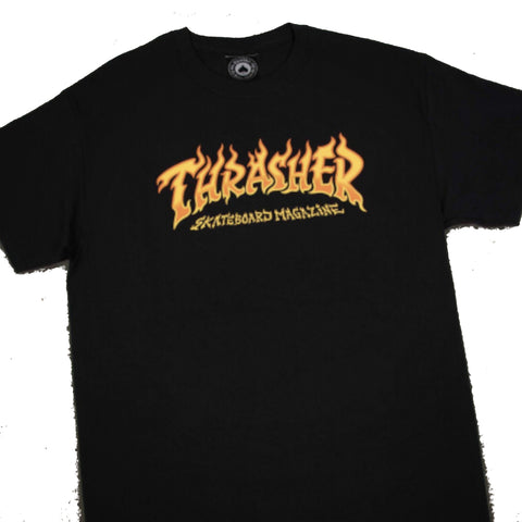 THRASHER FIRE LOGO T-SHIRT BLACK