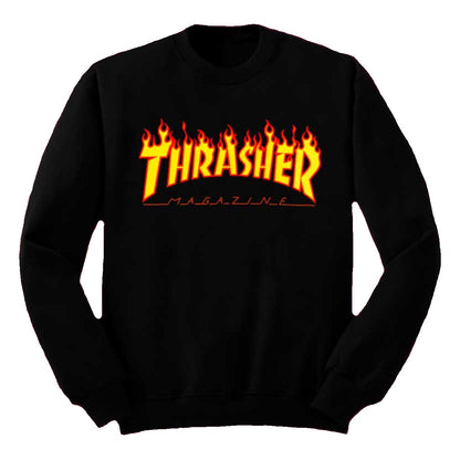 THRASHER FLAME CREWNECK SWEATER BLACK