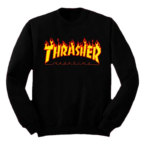 THRASHER FLAME CREWNECK SWEATER BLACK