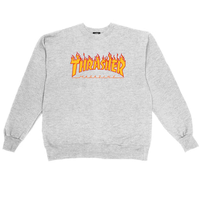 THRASHER FLAME CREWNECK SWEATER LIGHT STEEL