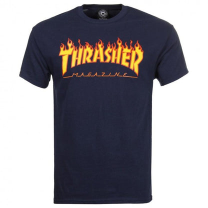 THRASHER FLAME T-SHIRT NAVY - Skateboards Amsterdam