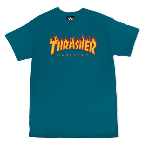 THRASHER FLAME T-SHIRT GALAPAGOS BLUE