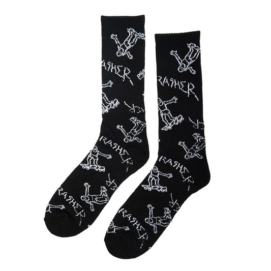 THRASHER GONZ LOGO CREW SOCKS BLACK