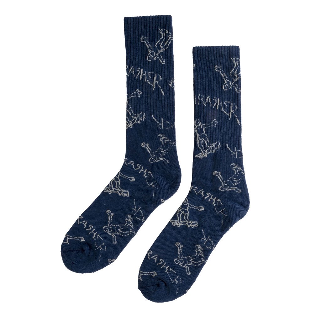 THRASHER GONZ LOGO CREW SOCKS NAVY/GREY