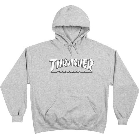 THRASHER OUTLINED HOODED SWEAT GREY/WHITE