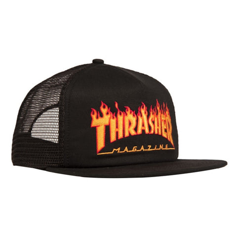 THRASHER NEW FLAME EMBROIDERED MESH CAP BLACK