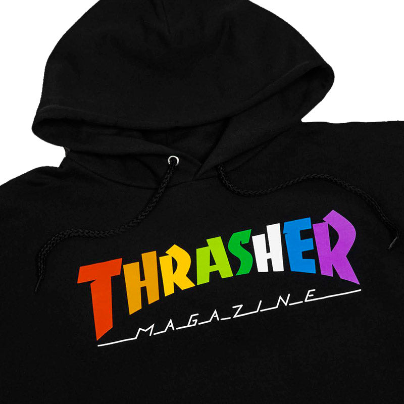 THRASHER RAINBOW MAG HOODED SWEATER BLACK