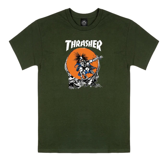 THRASHER SKATE OUTLAW T-SHIRT FOREST GREEN