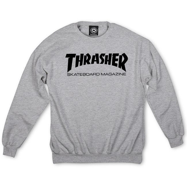 THRASHER SKATE MAG CREW NECK SWEATER GREY