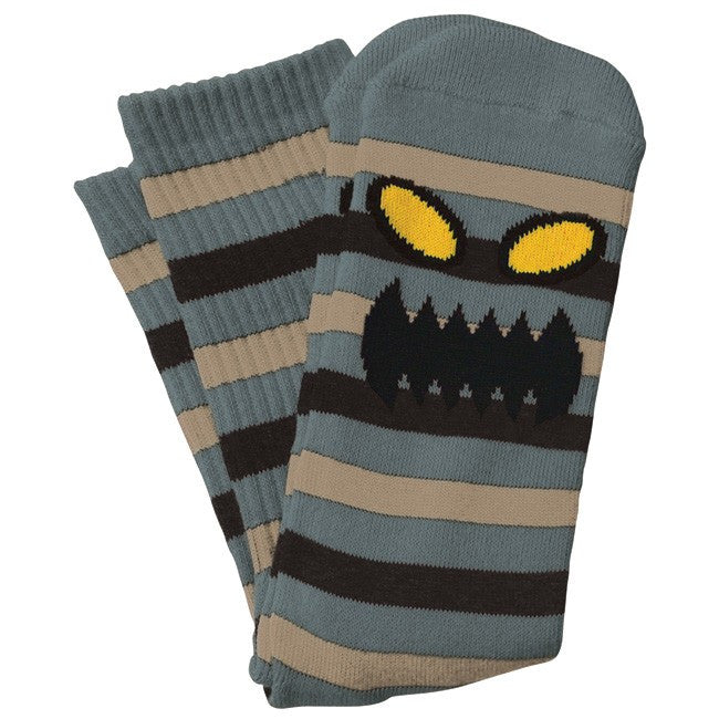 TOY MACHINE MONSTER STRIPE SOCK GREY/TAN - Skateboards Amsterdam