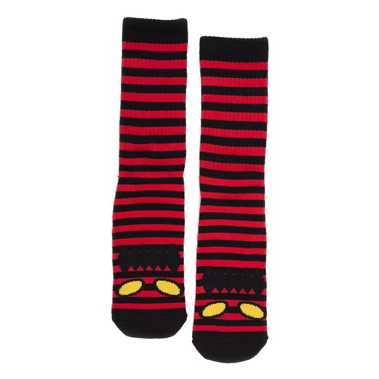 TOY MACHINE MONSTER FACE MINI STRIPES CREW SOCK RED