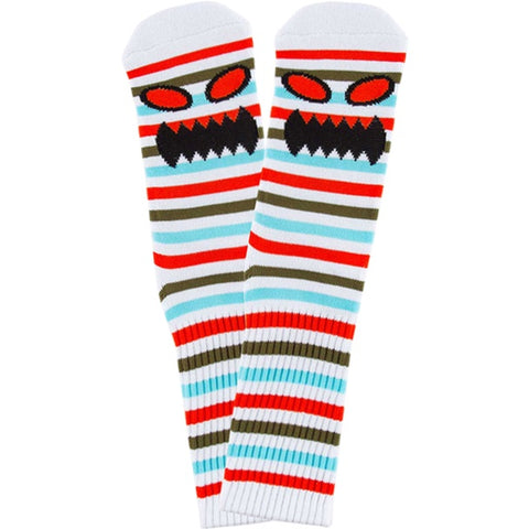 TOY MACHINE MONSTER FACE MINI STRIPES CREW SOCK CORAL