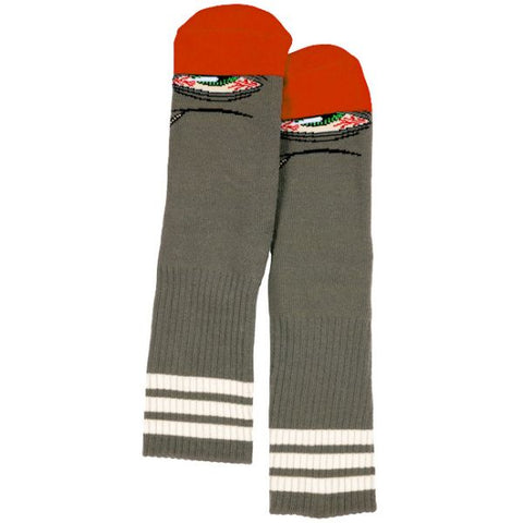 TOY MACHINE STONER SECT SOCK GREY/RED