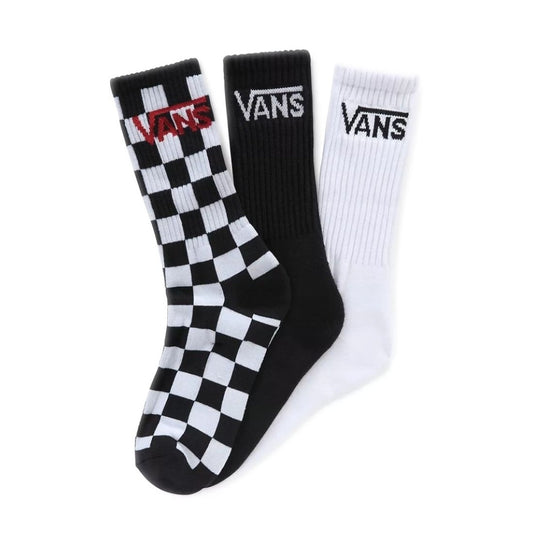 VANS CLASSIC CREW SOCK BLACK/CHECKERBOARD 3-PACK